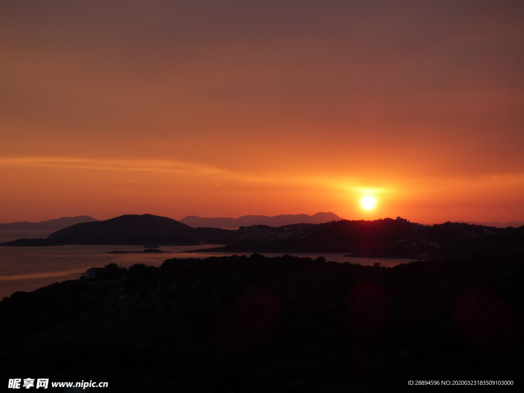 日落 海 水 景观 太阳