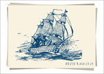 帆船邮轮素描画
