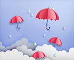 立体折纸雨伞插画