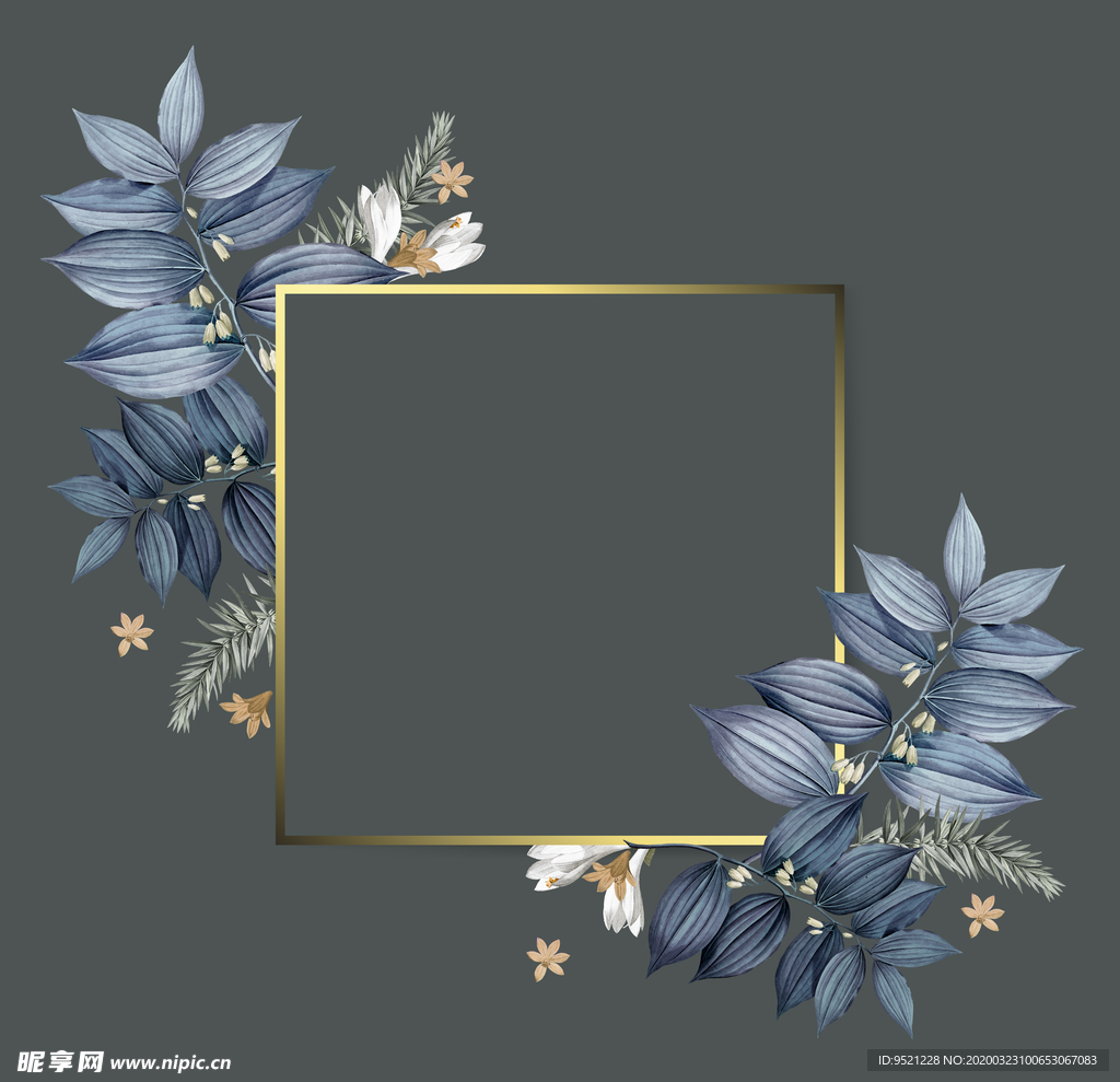 植物装饰金色边框
