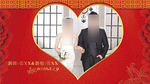 红色心形婚礼背景