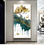 金箔山水麋鹿玄关画