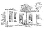 公园线条素描矢量画