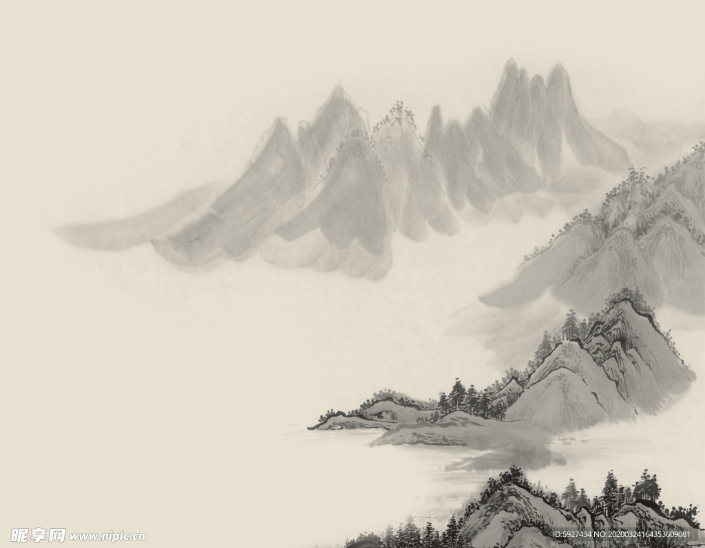水墨山