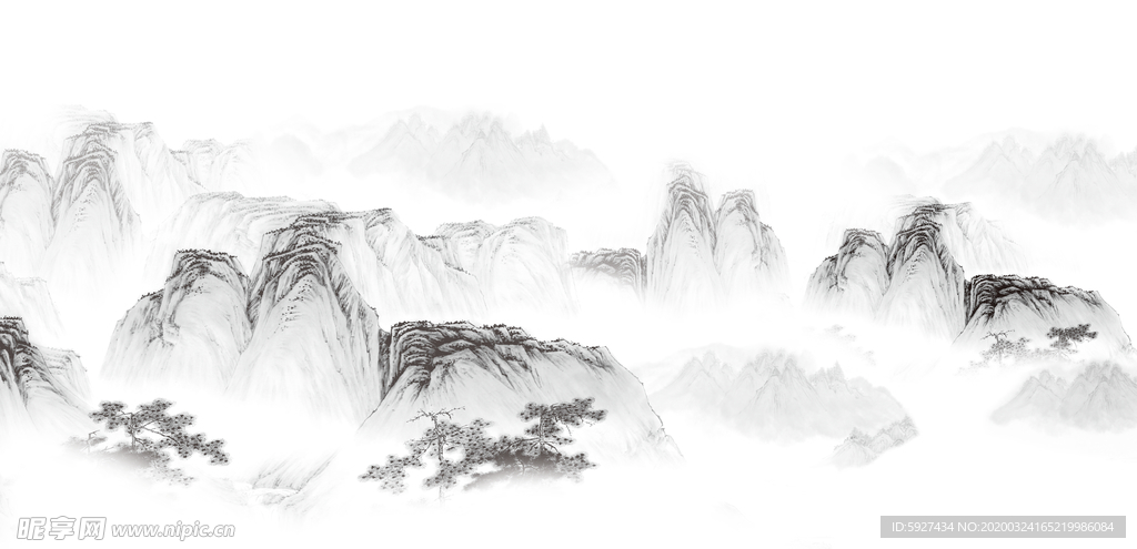 水墨山