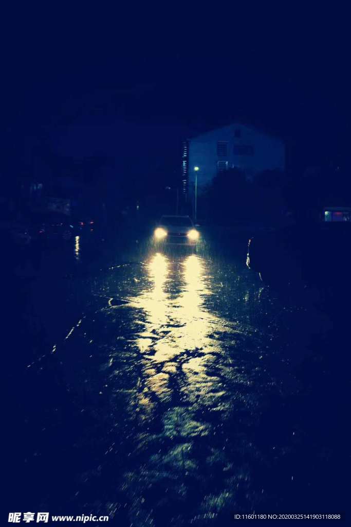 雨中夜归人开车