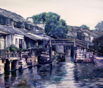 江南水乡油画