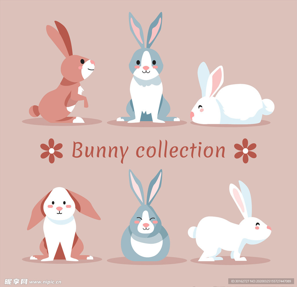 可爱兔子矢量插画