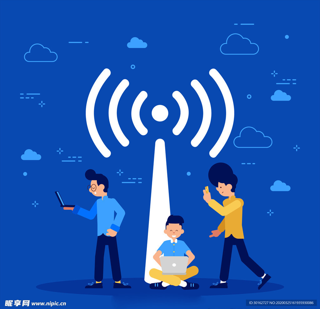 wifi网络信号插画设计