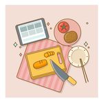 生活场景 做饭准备粉色 EPS