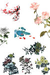 水墨菊花梅花
