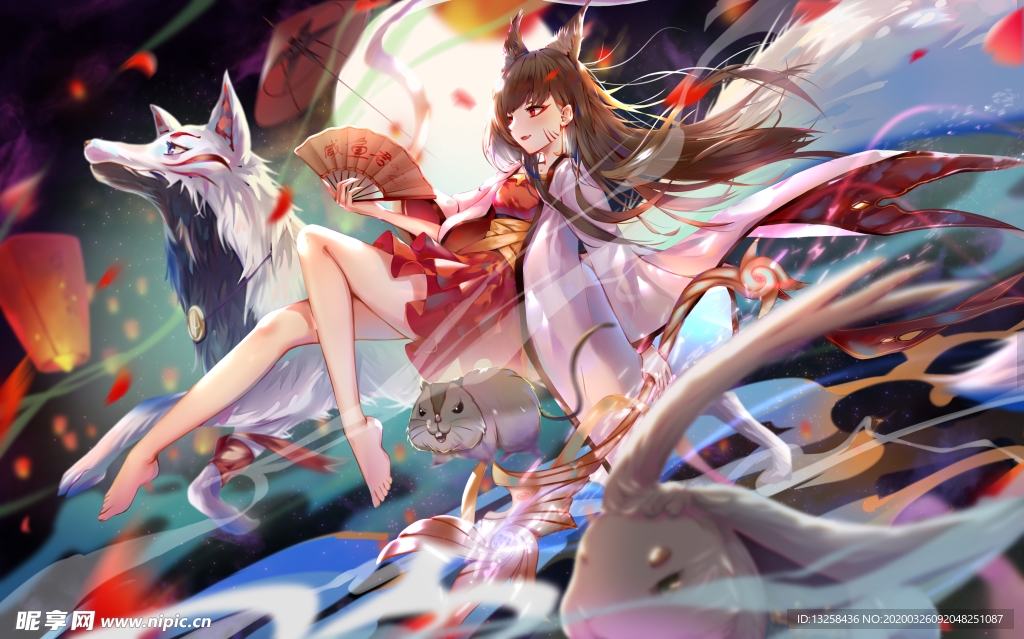 彩色动漫人物插画背景