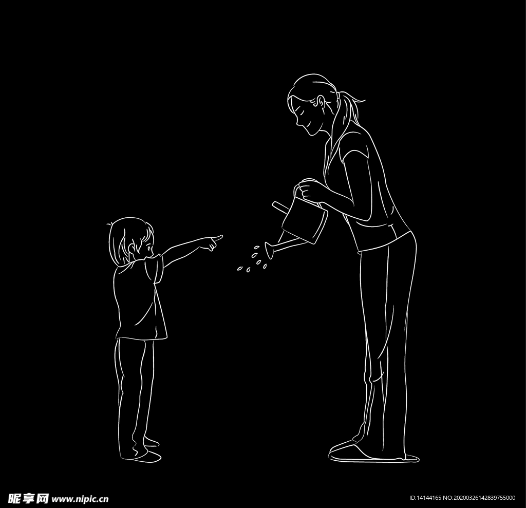 生活休闲母女线描