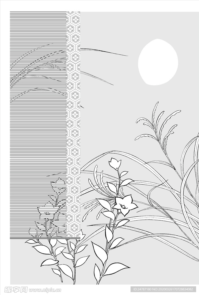 线描花朵