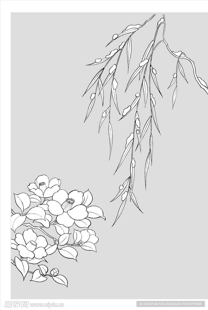 线描花朵