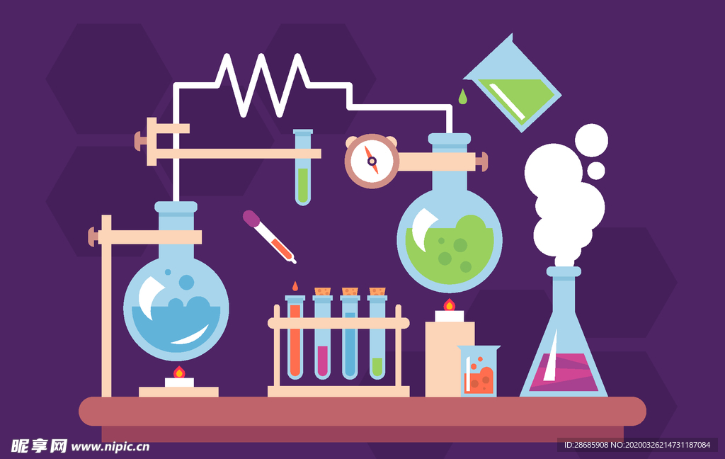矢量卡通科学实验