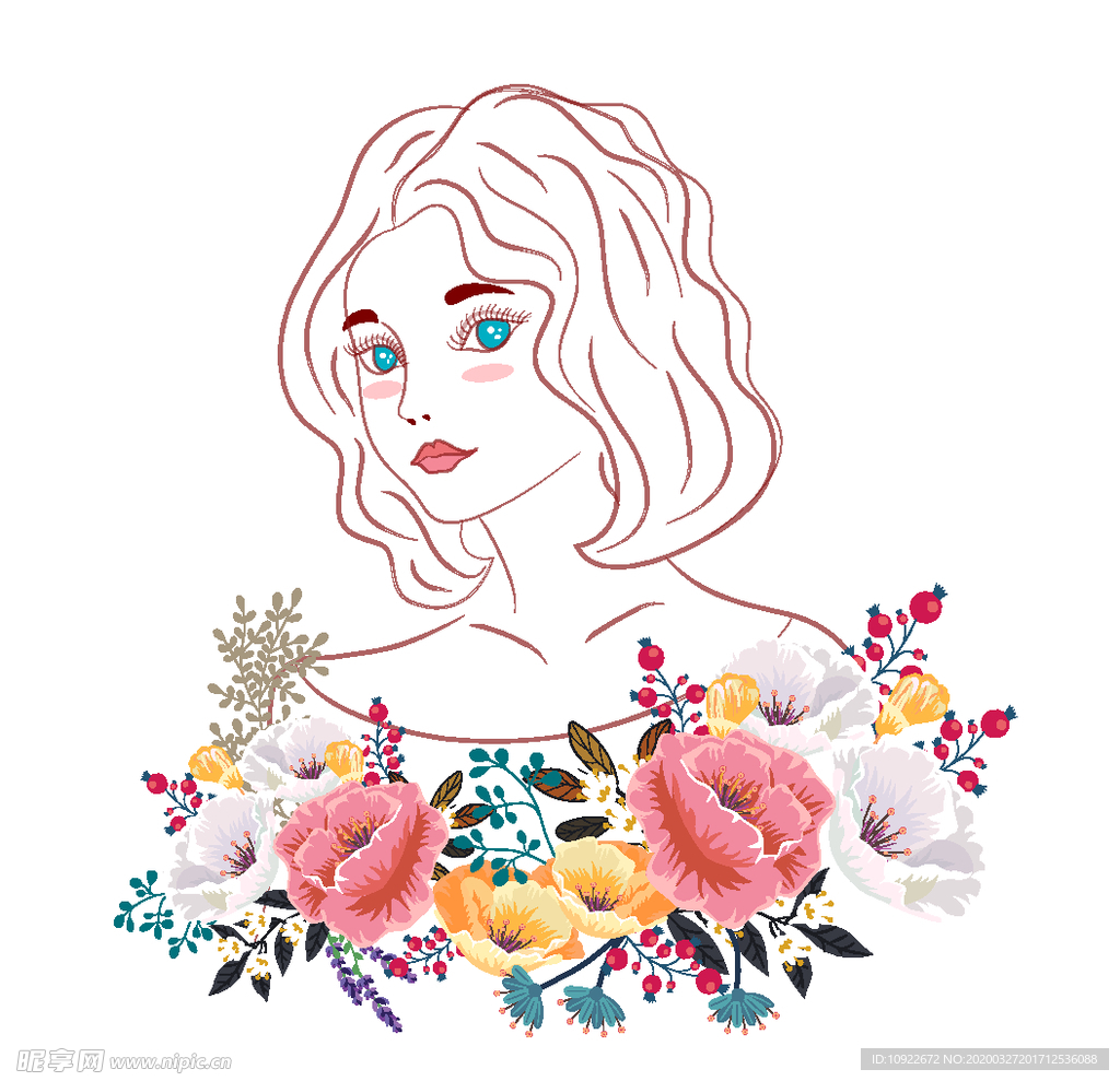 美丽 花卉和女子