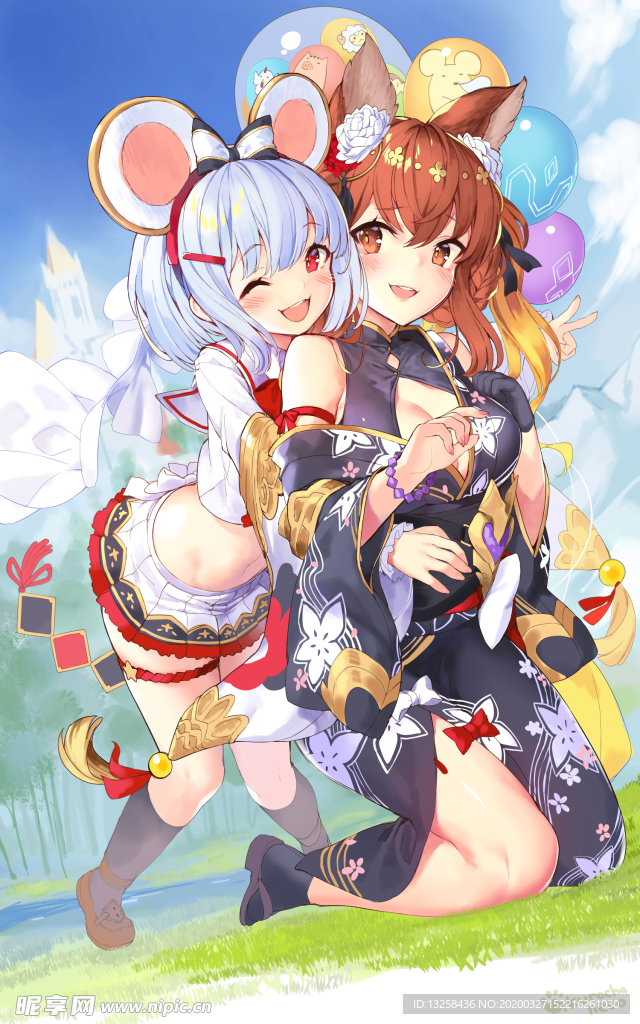 彩色动漫人物插画背景