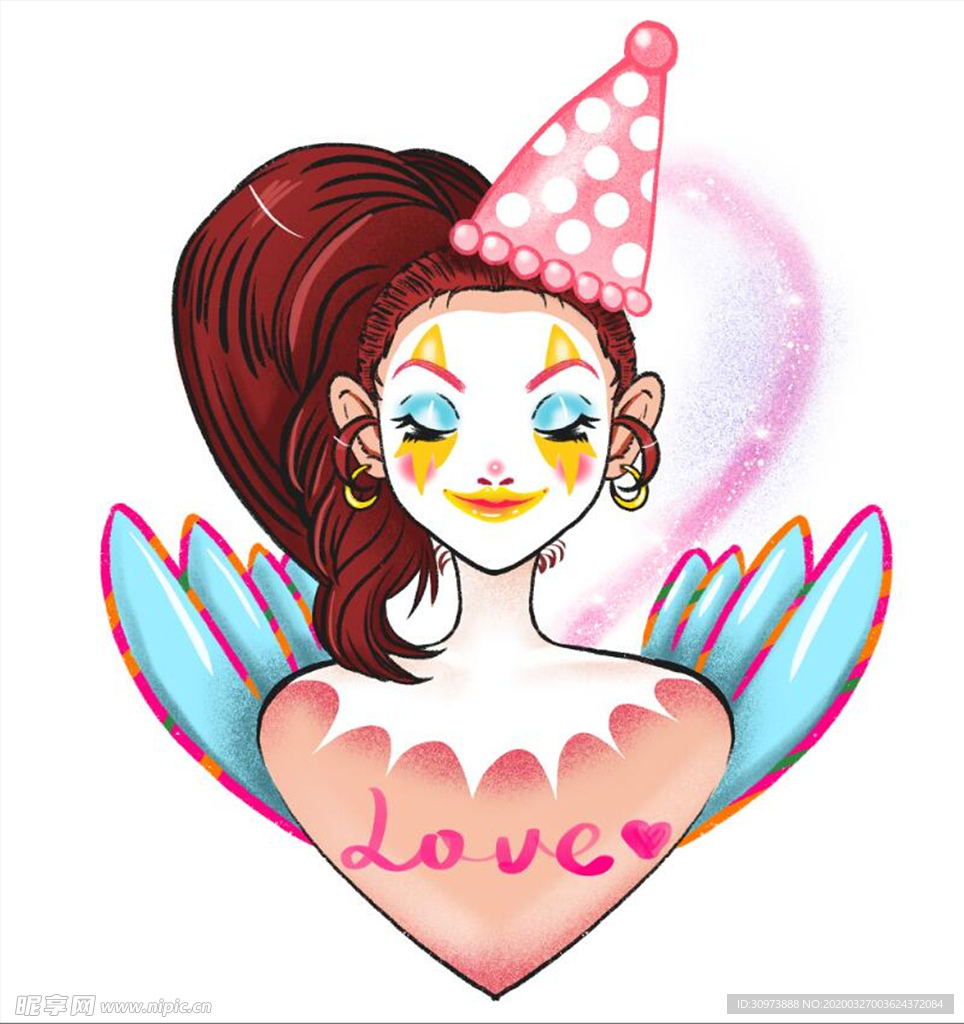 美丽小丑插画