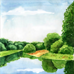 水彩绘风景插画