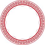 中国风红色回纹圆形边框矢量