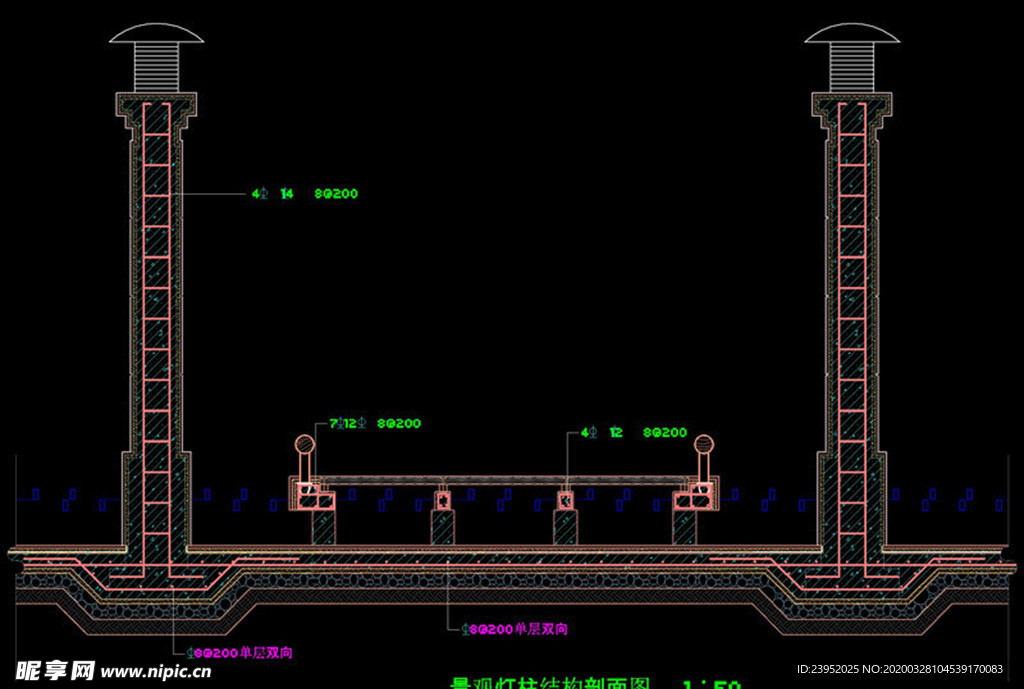 景观灯柱cad图纸
