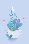 盆栽  小植物  花卉 水彩