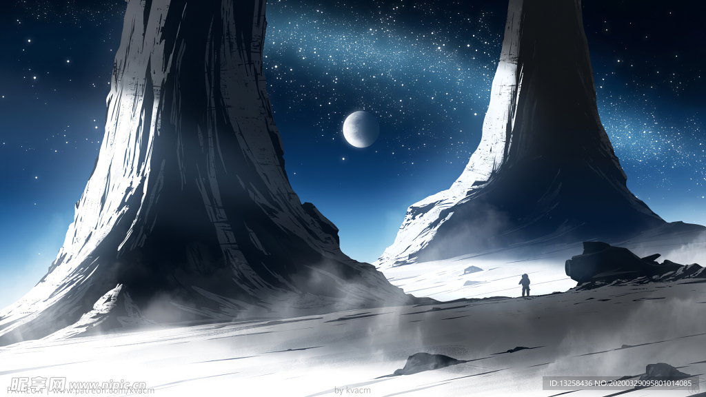 彩色动漫卡通风景插画