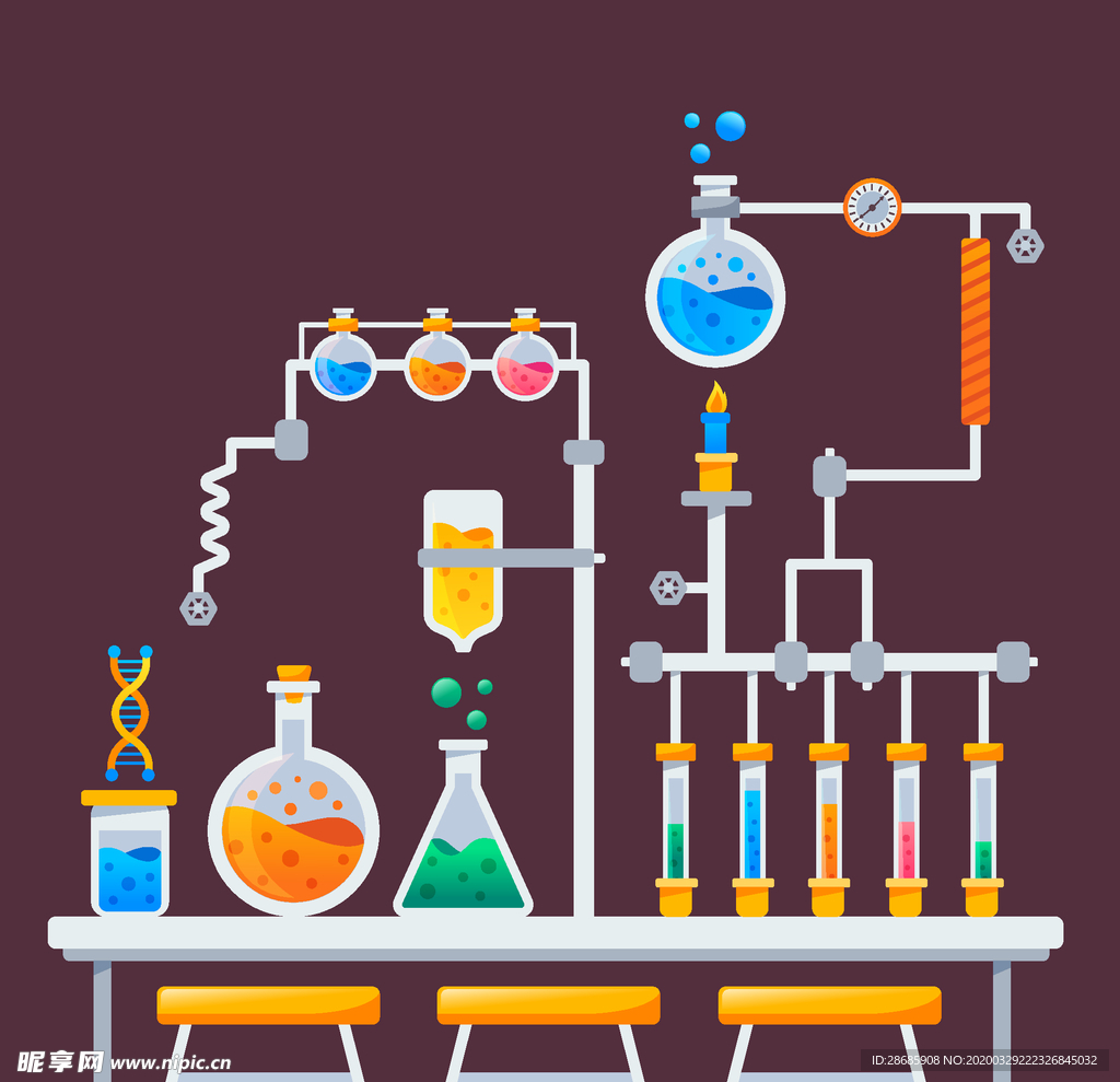 矢量卡通科学实验