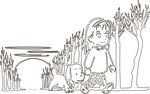 小女孩小狗