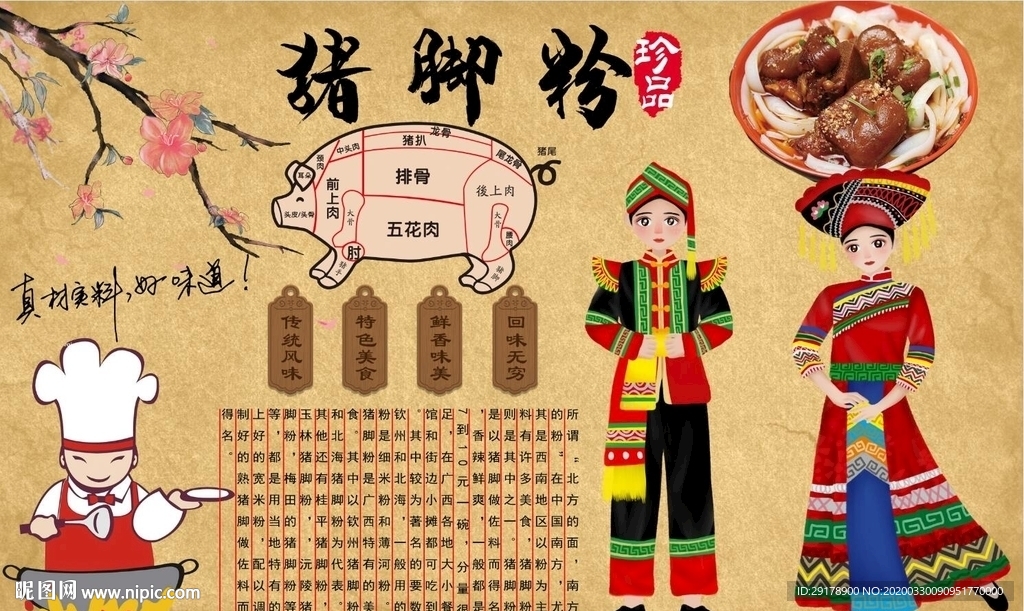 猪脚粉背景墙PSD模板下载