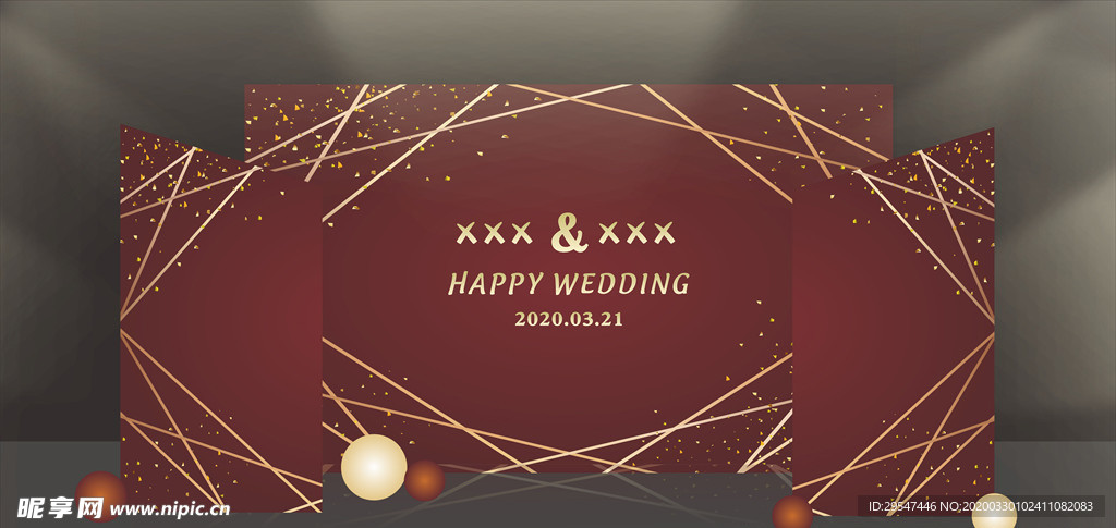 红色简约婚礼背景