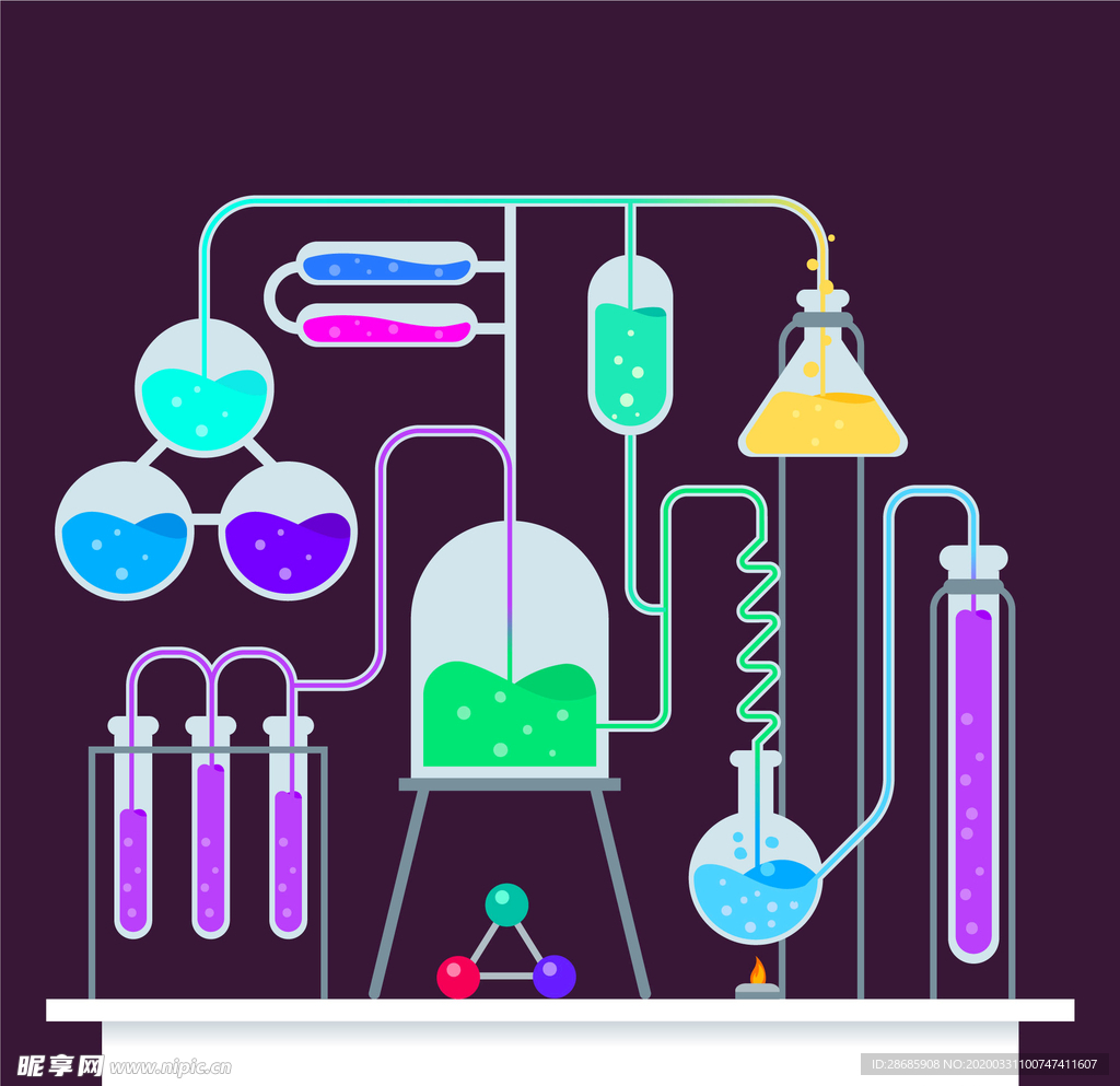 矢量卡通科学实验