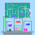矢量卡通科学实验