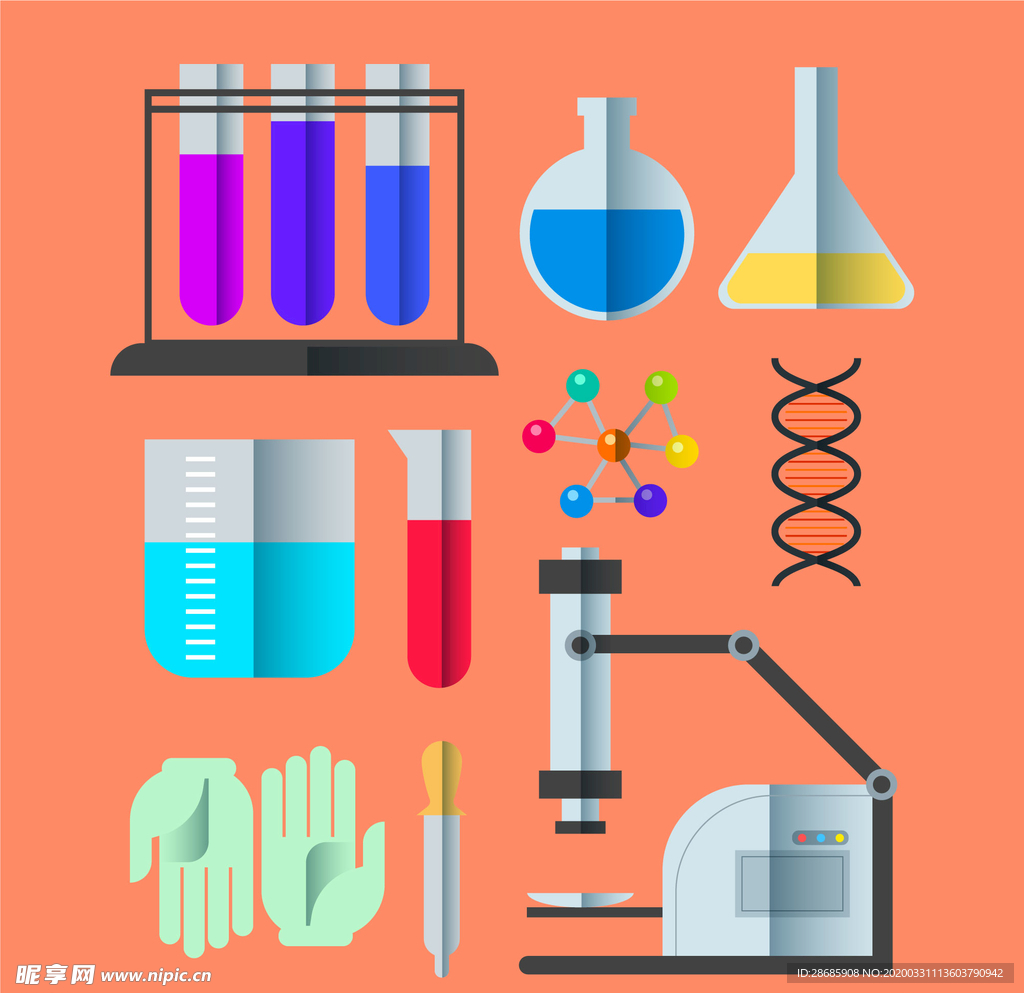 矢量卡通科学实验