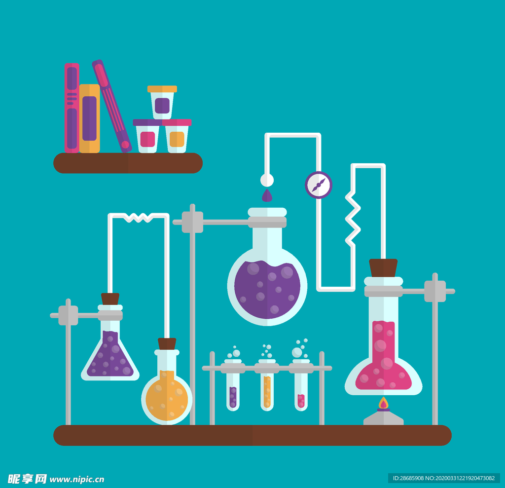矢量卡通科学实验