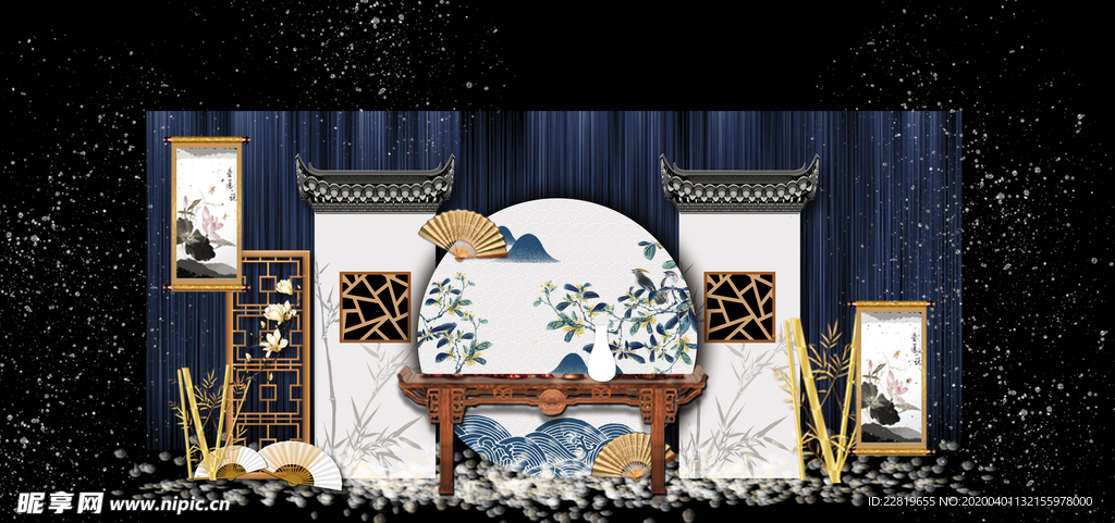 水墨新中国风婚礼设计背景