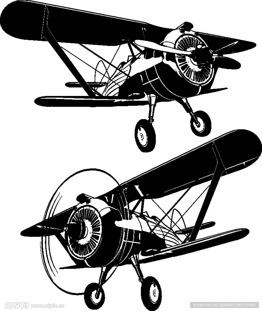 双机翼卡通飞机滑翔机设计素材