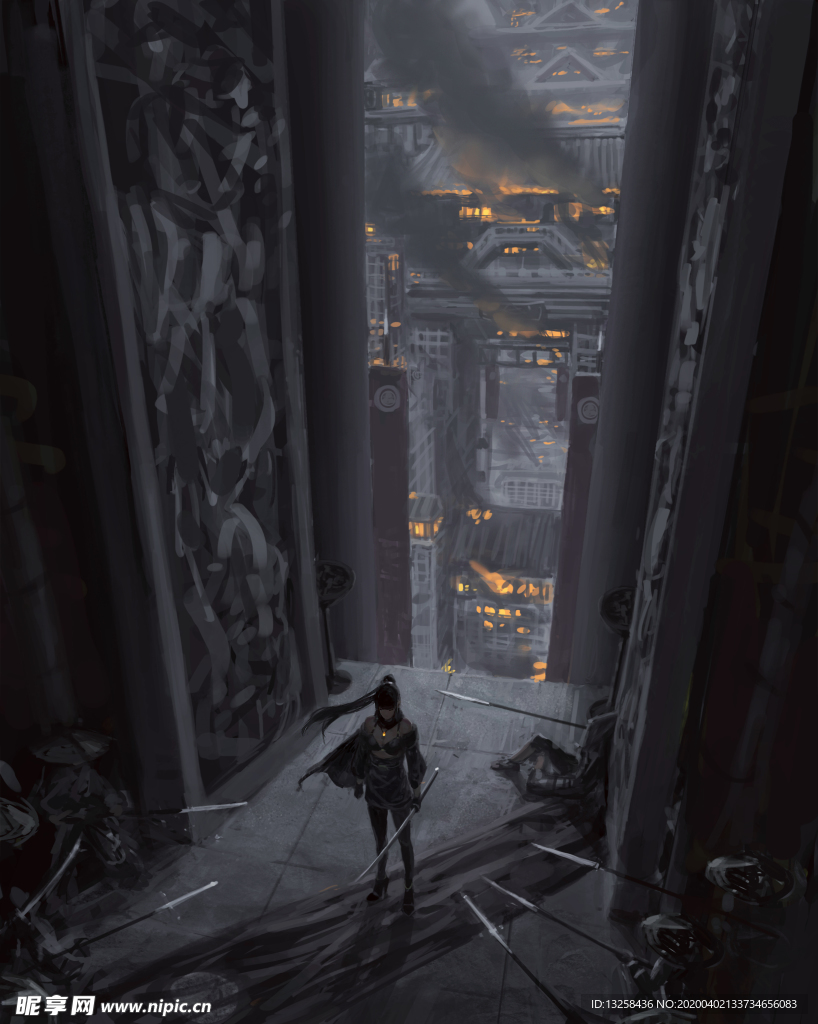 彩色动漫人物插画背景