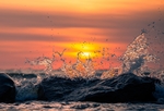大海夕阳浪花海水风景