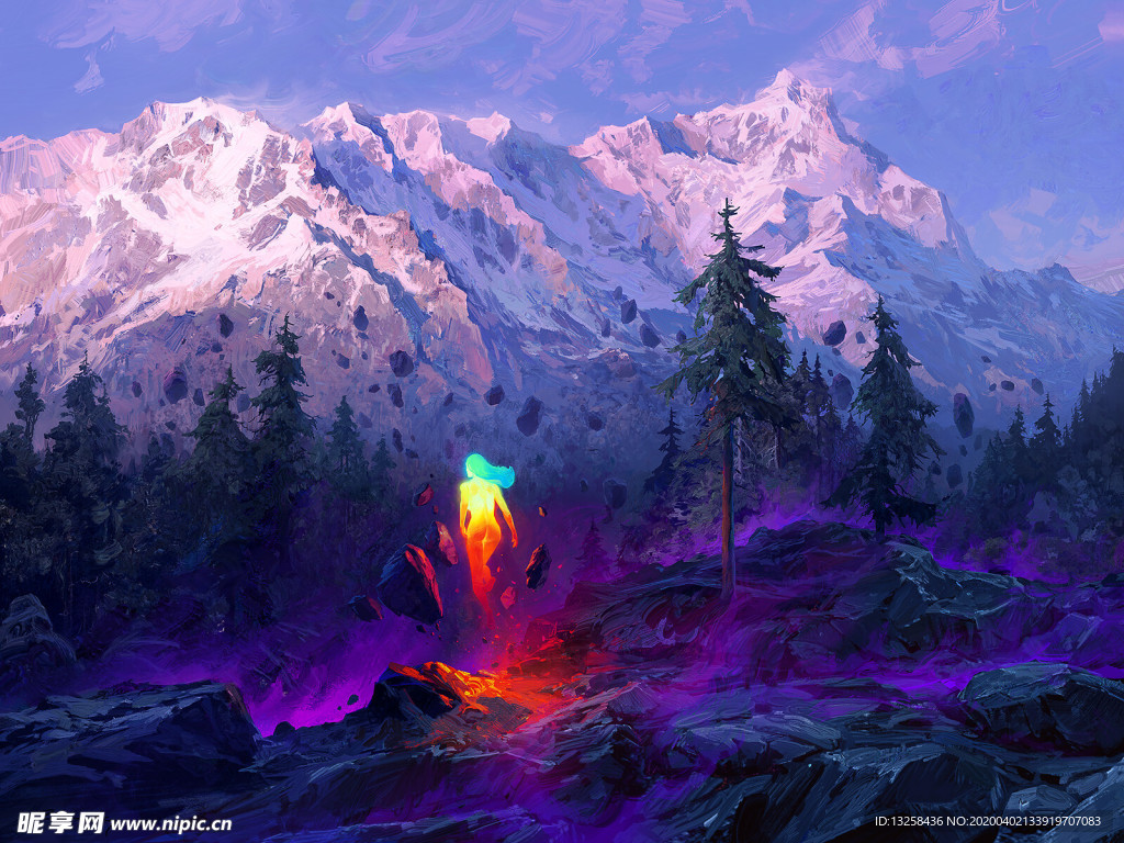 彩色动漫人物插画背景