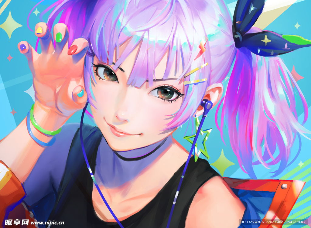 彩色动漫人物插画背景