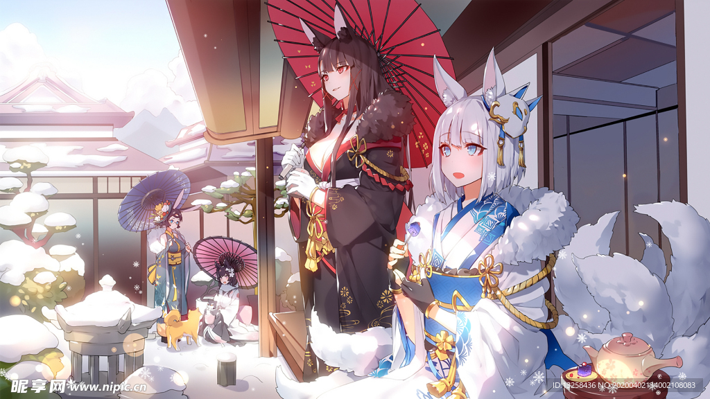 彩色动漫人物插画背景