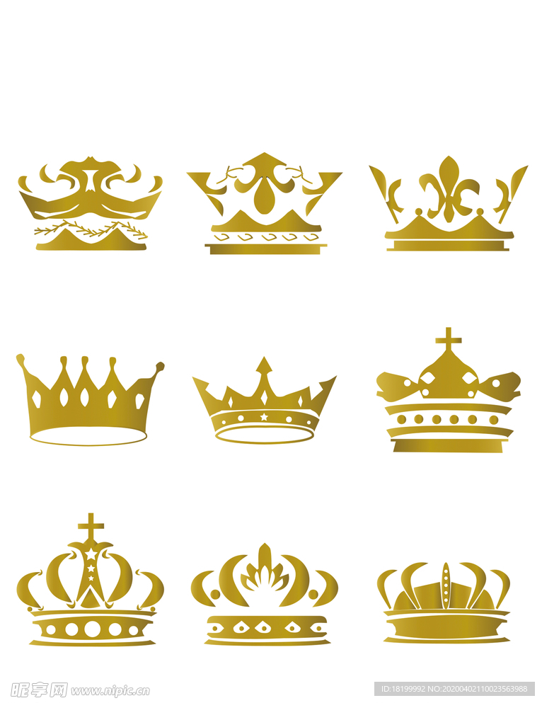 PS原创矢量可编辑欧式皇冠图标