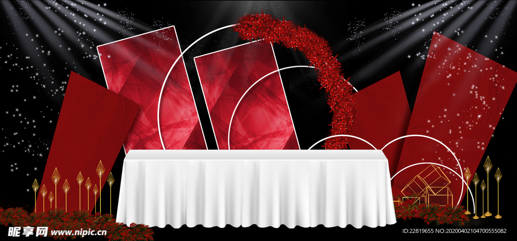 红色婚礼设计背景图片