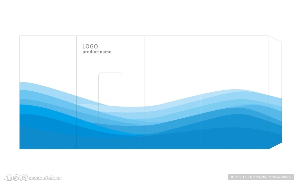 包装封套设计 波浪 蓝色背景