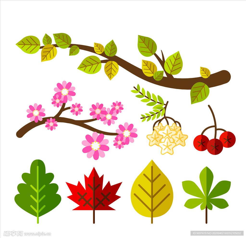 矢量树叶树枝