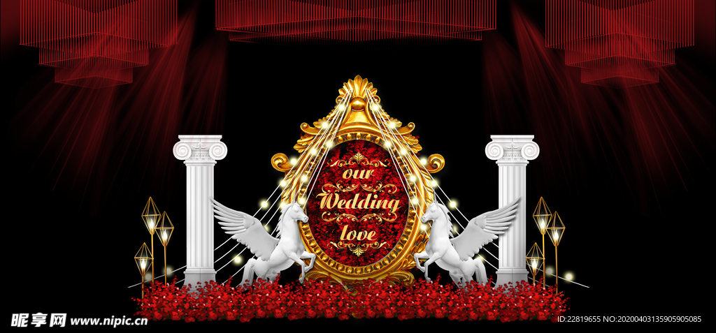 红色婚礼设计背景图片