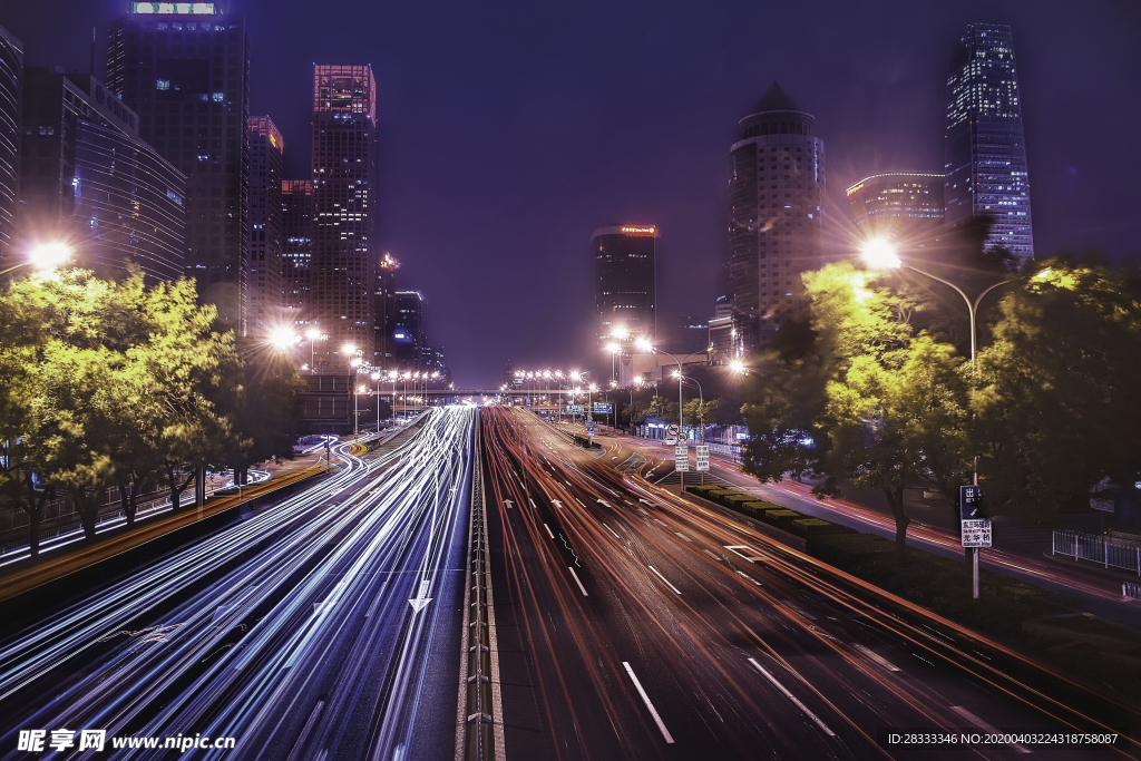 立交桥 俯拍 城市 夜景 灯火