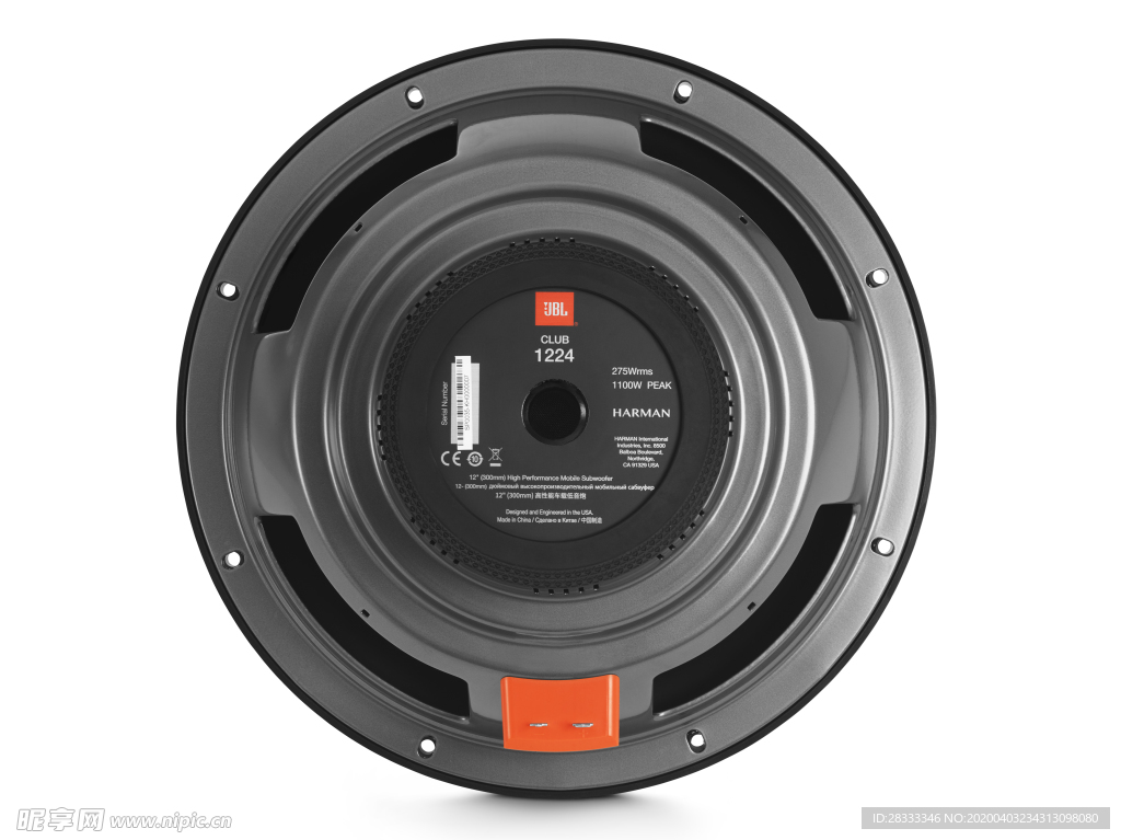 汽车加装音响扬声器低音喇叭背面